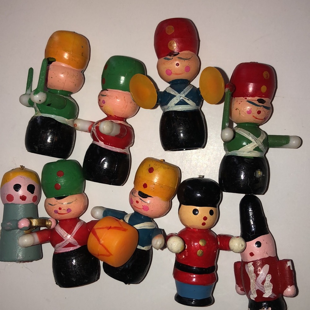 Wooden Toy Soldiers Ornaments Made in Hong Kong Vintage Christmas Soldier